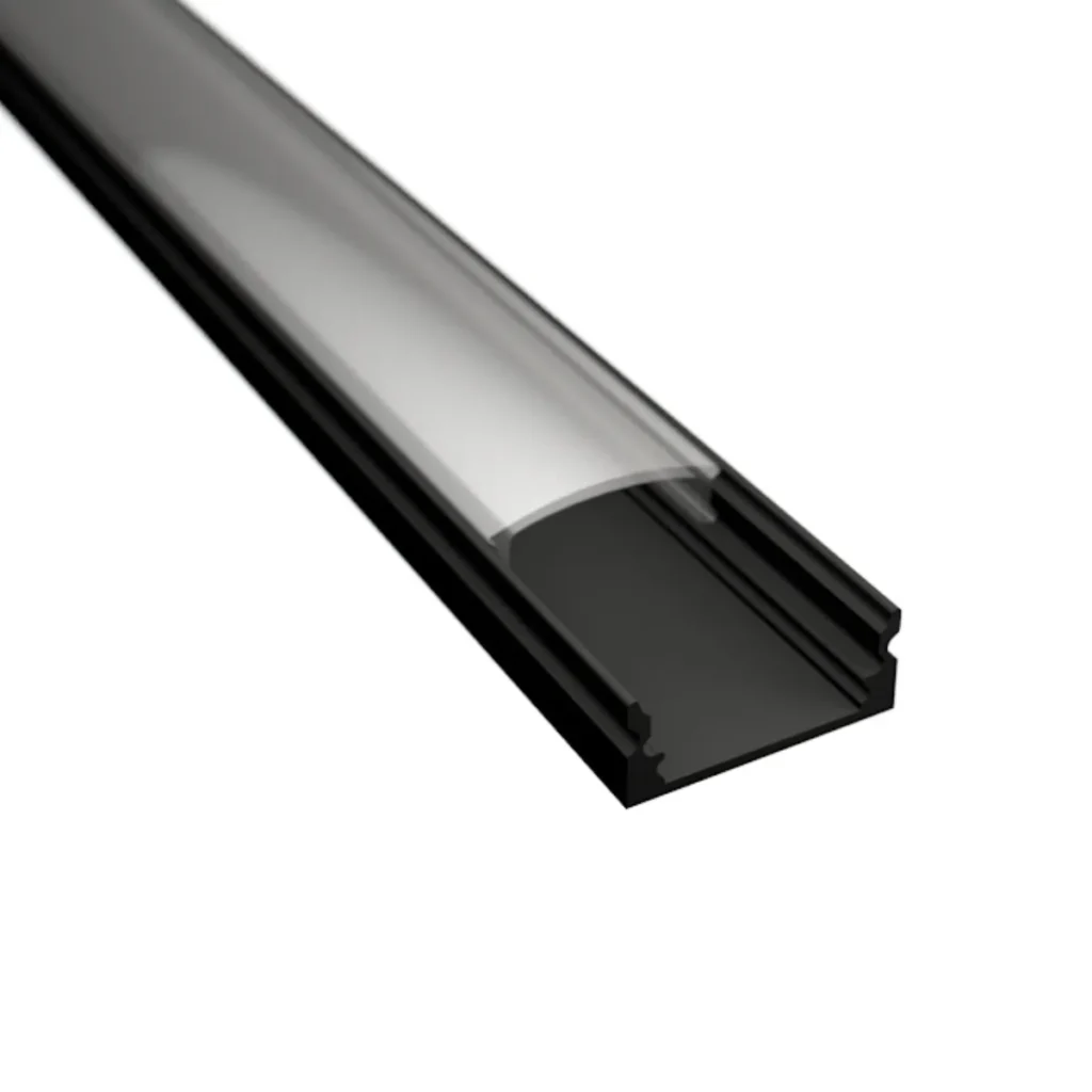 LD101 - Fekete - Felületre szerelhető LED profil - Átlátszó búrával