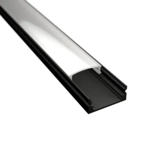 LD101B Fekete - Felületre szerelhető, alu profil - LED szalaghoz - Opál búrával