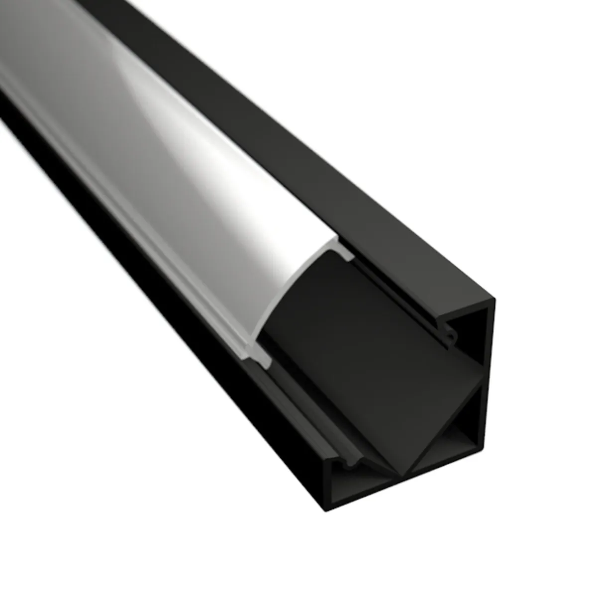 LD201 - Fekete - Sarokba illeszthető LED profil - Opál búrával