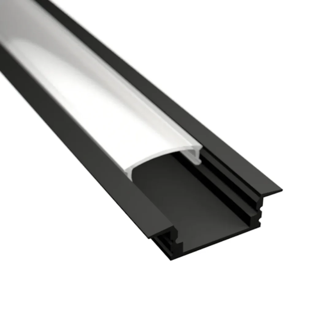 LD301 - Fekete - Felületbe süllyeszthető LED profil - Opál búrával