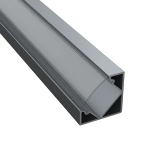 LD201S Szürke - Sarokba illeszthető alumínium profil - LED szalaghoz - Átlátszó búrával