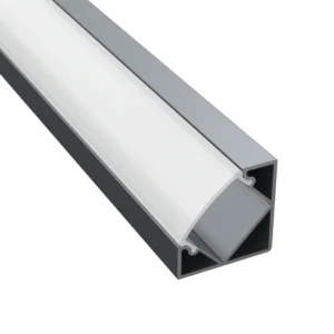 LD201S Szürke - Sarokba illeszthető alumínium profil - LED szalaghoz - Opál búrával