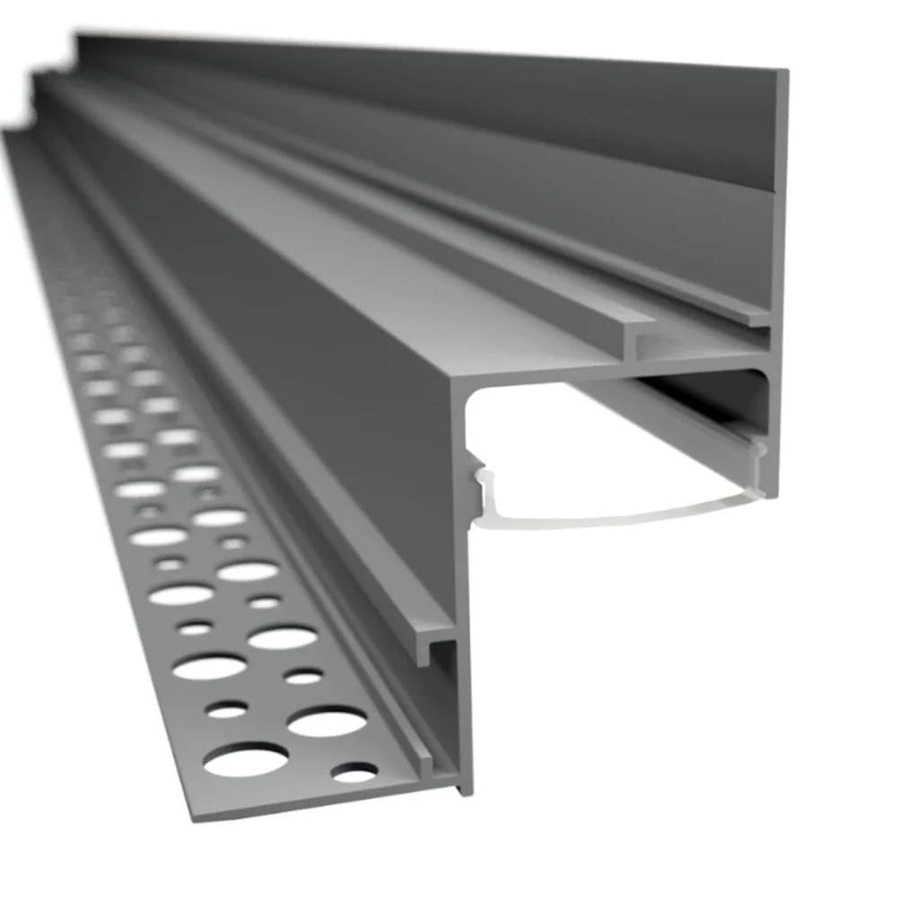 LD503 - Árnyékfuga (mélyvető) alu LED profil gipszkartonhoz - Átlátszó búrával2
